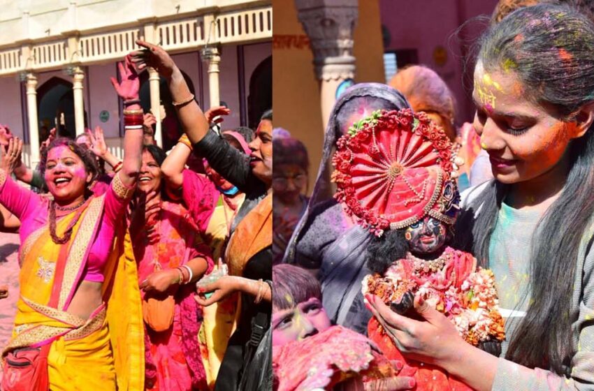  Braj ki Holi: Devotees playing holi with kanha ji…See in Photos…#agranews