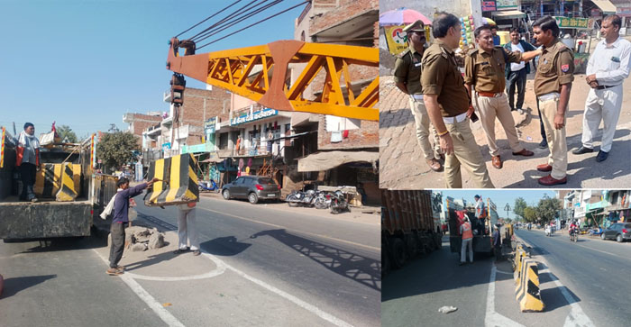  Agra News: To solve the problem of jam, temporary dividers are being installed on the Tedhi Baghiya crossing…#agranews