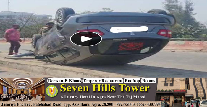  Agra News : Car ramp over divider in Agra, Two injured #agra