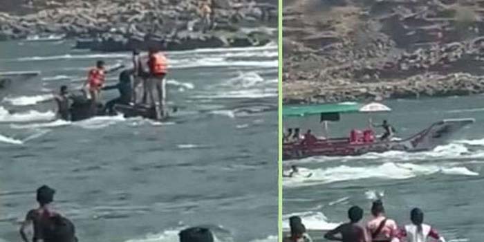  Two dozen devotees stranded on the rock due to sudden release of water from Omkareshwar dam