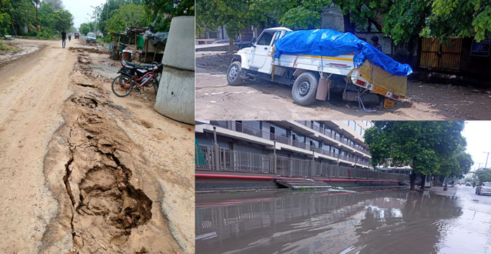  Agra News: Roads caved in in the very first rains in Agra, wherever sewerage work is being done, there are hell-like conditions…#agranews