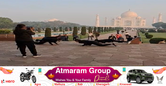  Viral Video : Girl’s in black dress performing Yoga at Taj Mahal goes viral#agra