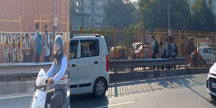  Agra Traffic News : School student, Patient & local resident cross highway through railing #agra