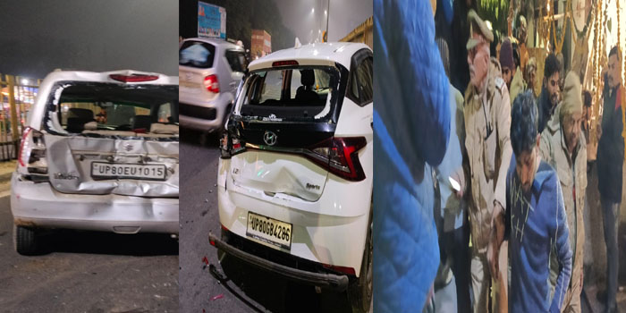  Video News : Three died after truck hit car, bike, 16 vehicle on NH in Agra, Full Detail #agra