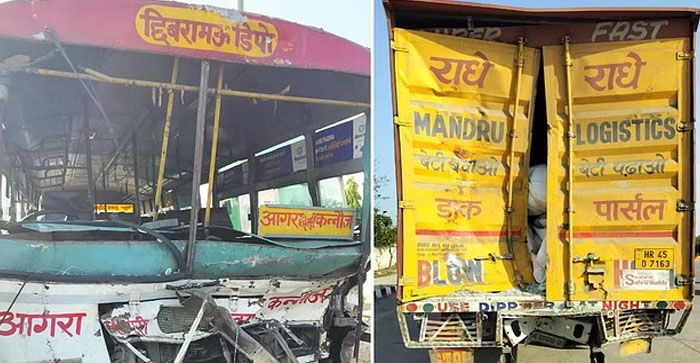  Agra News: Brakes of roadways bus going from Agra to Kannauj failed, major accident averted…#agranews
