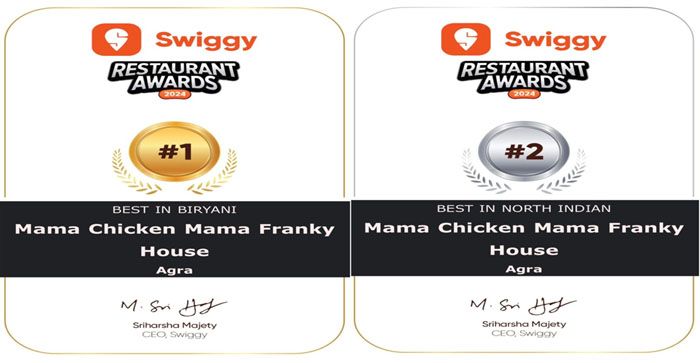  Agra News: Agra’s Mama Chicken Mama Frankie House received Swiggy Award….#agranews