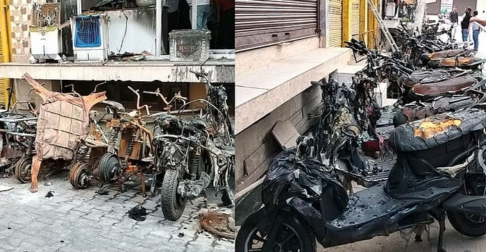  Electric bike showroom has caught fire. Many cars were burnt to ashes…#agranews