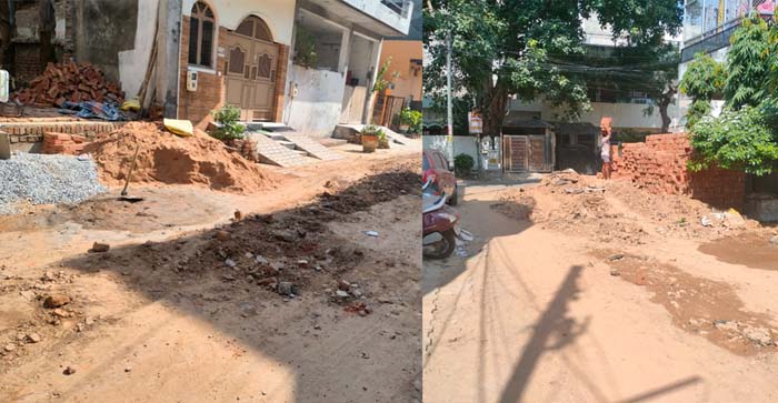  Kamla Nagar E Block: Colony road dug up for sewer line before Diwali…#agranews