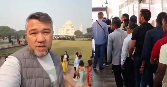  Agra News: Foreign tourist who came to see Taj Mahal said – bought a ticket of Rs 1300 but was stuck in the line for entry for an hour…#agranews